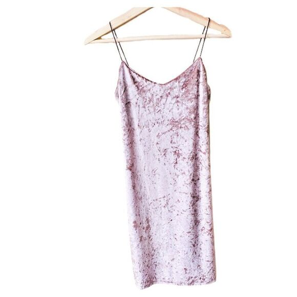 Polly&esther Light Pink Crushed Velvet Slip Dress - Picture 4 of 7